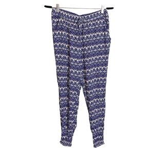 H&M Dividend Printed Drawcord Waistband Tapered Leg Pull-On Joggers Blue Size 10